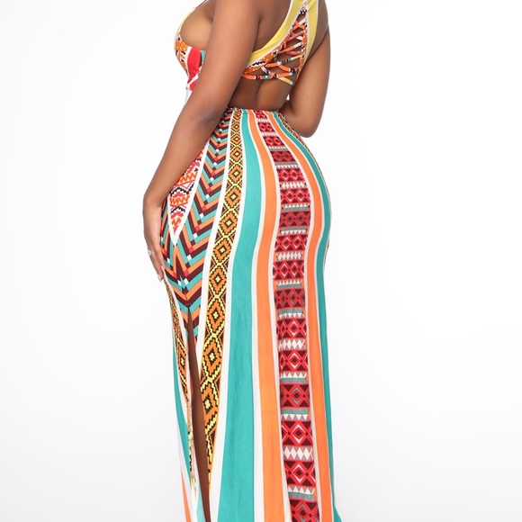 Sun Coast Dream Maxi Dress Orange double slit - Picture 4 of 11